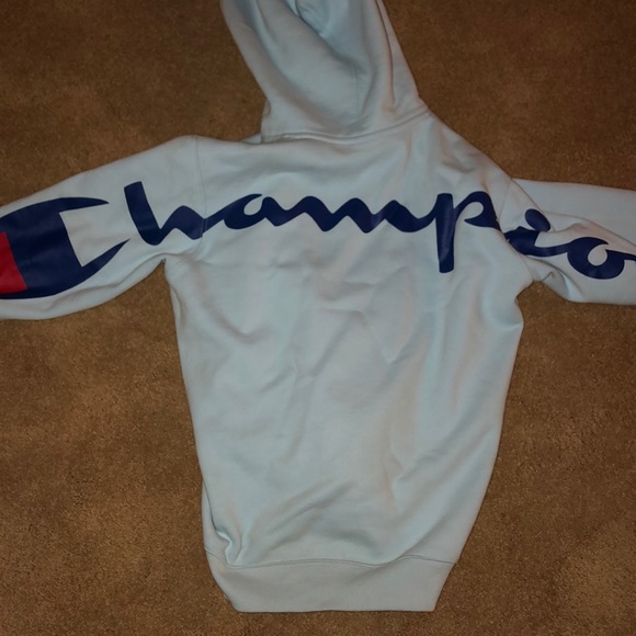 supreme champion hoodie light blue